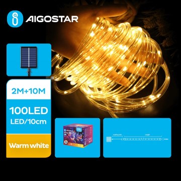 Aigostar - LED Solarne božićne lampice 100xLED/8 funkcije 12m IP65 topla bela