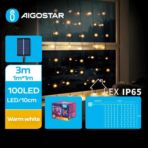 Aigostar - LED Solarne božićne lampice 100xLED/8 funkcije 4x1m IP65 topla bela