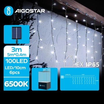 Aigostar - LED Solarne božićne lampice 100xLED/8 funkcije 8x0,4m IP65 hladna bela