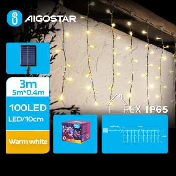 Aigostar - LED Solarne božićne lampice 100xLED/8 funkcije 8x0,4m IP65 topla bela