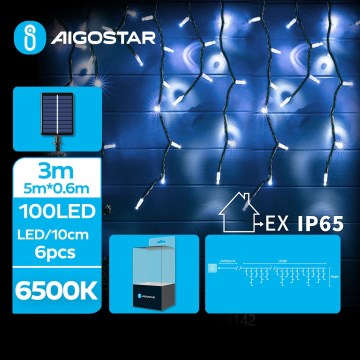 Aigostar - LED Solarne božićne lampice 100xLED/8 funkcije 8x0,6m IP65 hladna bela