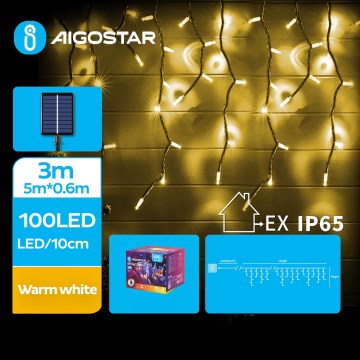 Aigostar - LED Solarne božićne lampice 100xLED/8 funkcije 8x0,6m IP65 topla bela