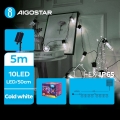 Aigostar - LED Solarne božićne lampice 10xLED/8 funkcije 6,5m 500 mAh IP65 hladna bela