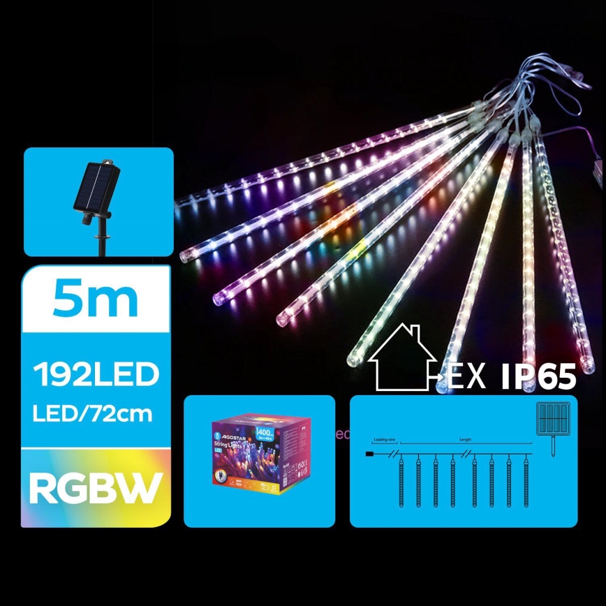 Aigostar - LED Solarne božićne lampice 192xLED/8m IP65 šareni
