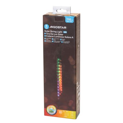 Aigostar - LED Solarne božićne lampice 192xLED/8m IP65 šareni