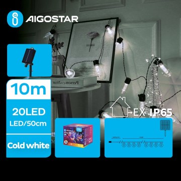 Aigostar - LED Solarne božićne lampice 20xLED/8 funkcije 11,5m 1200 mAh IP65 hladna bela