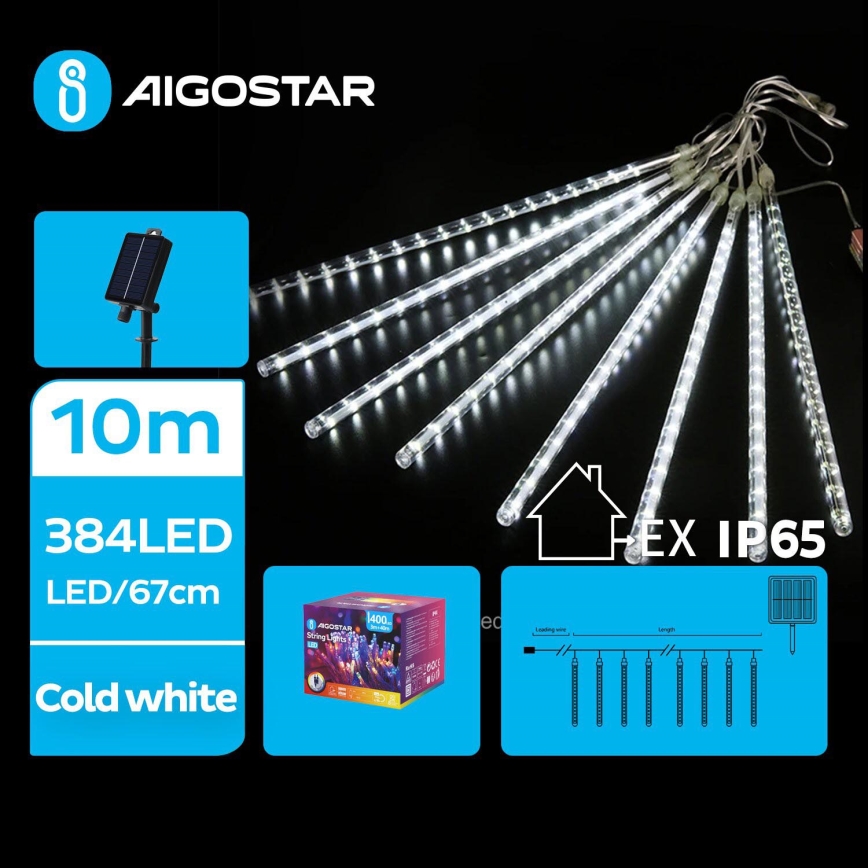 Aigostar - LED Solarne božićne lampice 384xLED/13m IP65 hladna bela