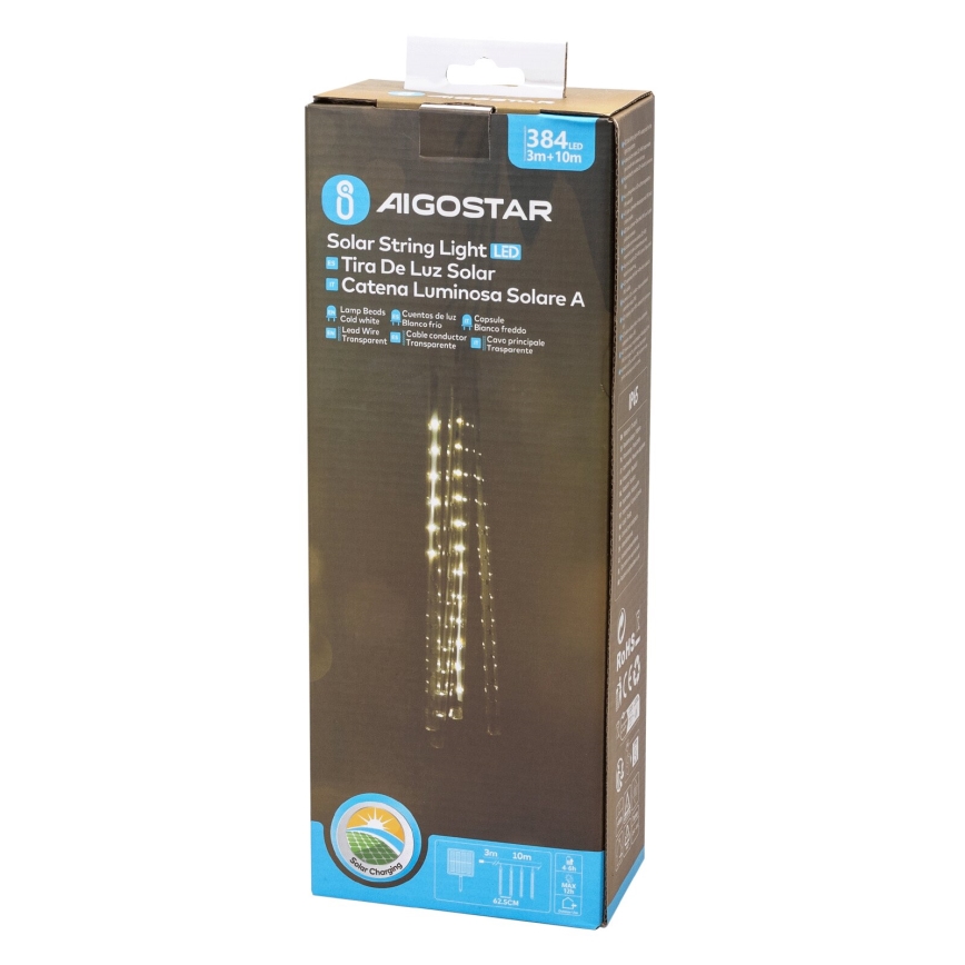 Aigostar - LED Solarne božićne lampice 384xLED/13m IP65 hladna bela