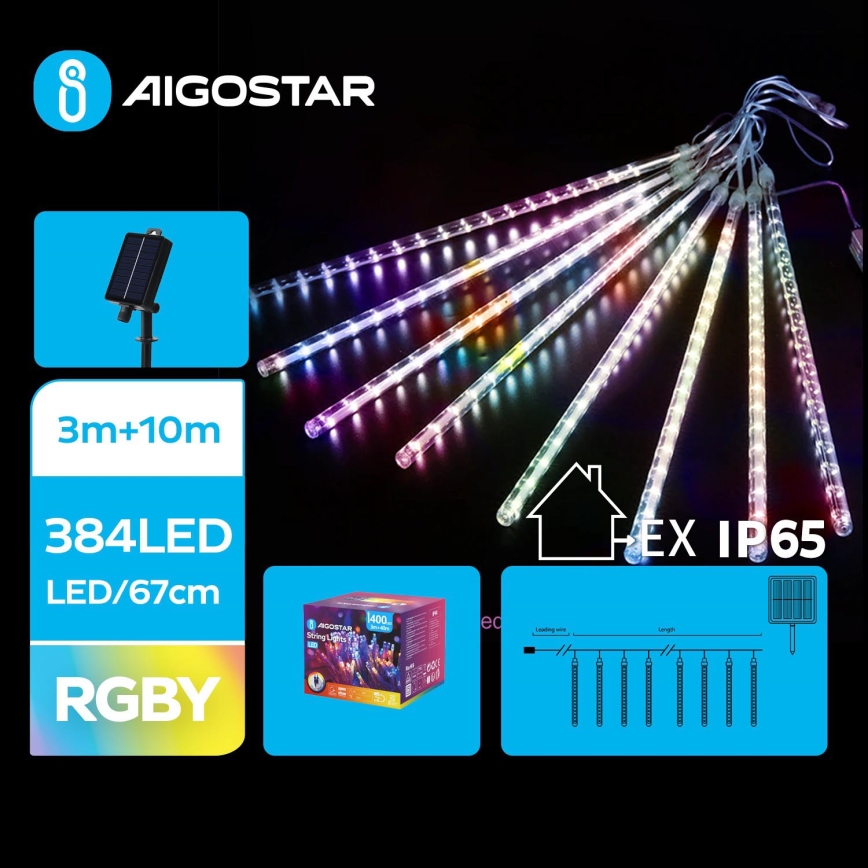 Aigostar - LED Solarne božićne lampice 384xLED/13m IP65 šareni