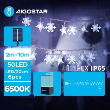 Aigostar - LED Solarne božićne lampice 50xLED/8 funkcije 12m IP65 hladna bela