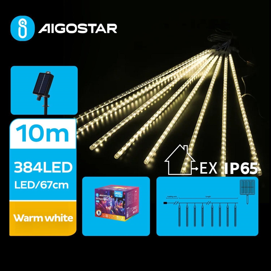 Aigostar - LED Solarni božićni svjetlosni lancem 384xLED/13m IP65 topla bela