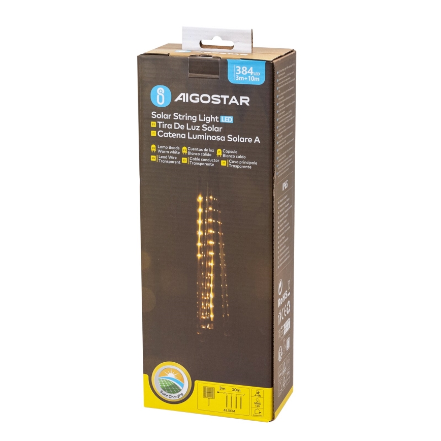 Aigostar - LED Solarni božićni svjetlosni lancem 384xLED/13m IP65 topla bela