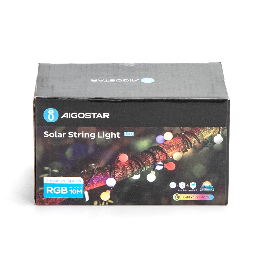 Aigostar - LED Solarni dekorativni lanac 50xLED/8 funkcije 12m IP65 šareni