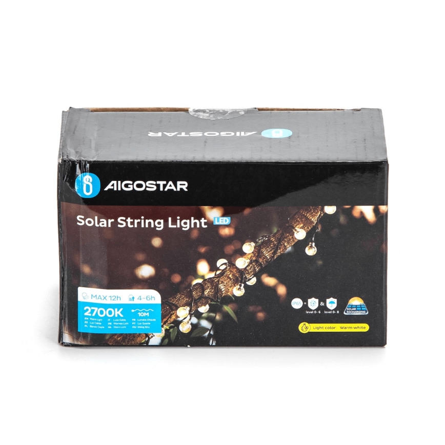 Aigostar - LED Solarni dekorativni lanac 50xLED/8 funkcije 12m IP65 800 mAh topla bela