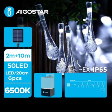 Aigostar - LED solarni dekorativni niz 50xLED/8 funkcija 12 m IP65 hladno belo 800 mAh