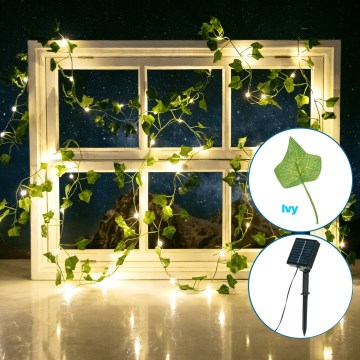 Aigostar - LED Solarni lanac 100xLED/12m IP65 topla bela bršljan