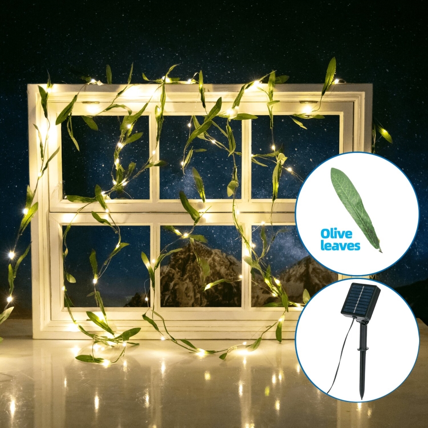 Aigostar - LED solarni lanac 100xLED/12m IP65 topla bela olive