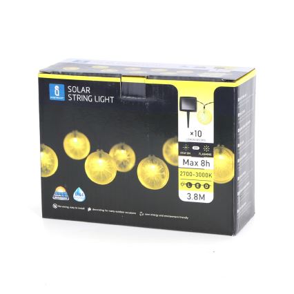 Aigostar - LED Solarni lanac 10xLED/3,8m IP44 topla bela