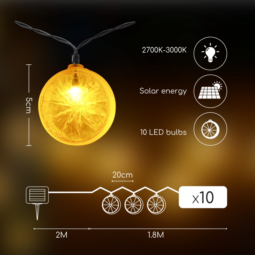 Aigostar - LED Solarni lanac 10xLED/3,8m IP44 topla bela