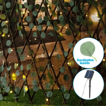 Aigostar - LED solarni lanac 148xLED/2x1,2m IP65 topla bela eukaliptus