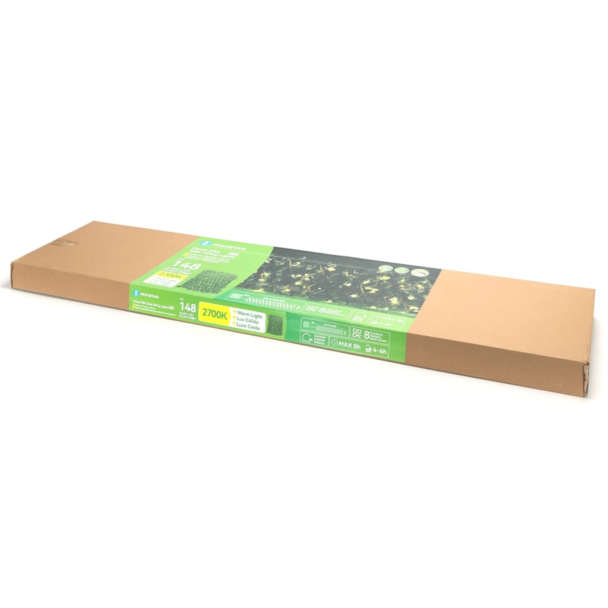 Aigostar - LED solarni lanac 148xLED/2x1,2m IP65 topla bela ivy