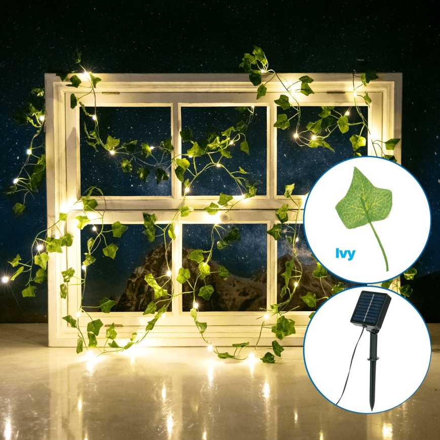 Aigostar - LED Solarni lanac 50xLED/7m IP65 topla bela bršljan