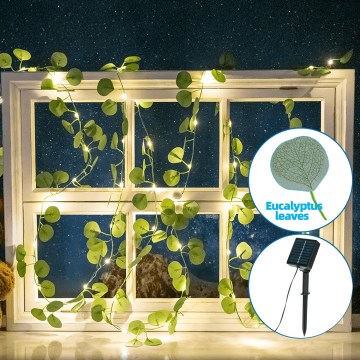 Aigostar - LED solarni lanac 50xLED/7m IP65 topla bela eukaliptus