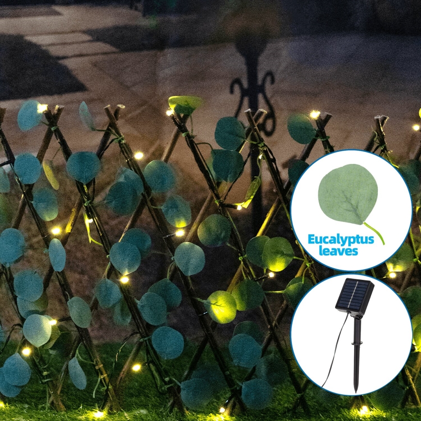 Aigostar - LED solarni lanac 56xLED/2x0,4m IP65 topla bela eukaliptus