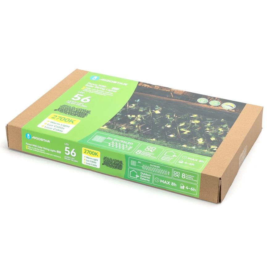 Aigostar - LED solarni lanac 56xLED/2x0,4m IP65 topla bela ivy