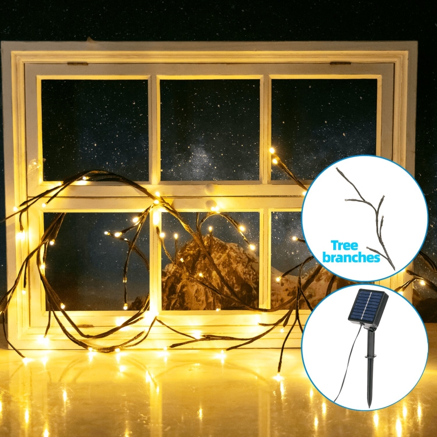 Aigostar - LED Solarni lanac 72xLED/4m IP65 topla bela grane stabla