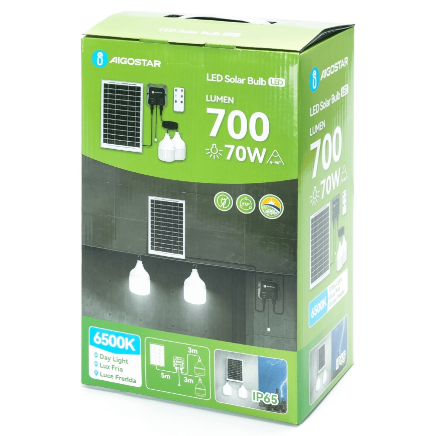 Aigostar - LED Solarni luster 2xLED/35W/12V 6000 mAh 6500K pr. 10 cm + Daljinski upravljač