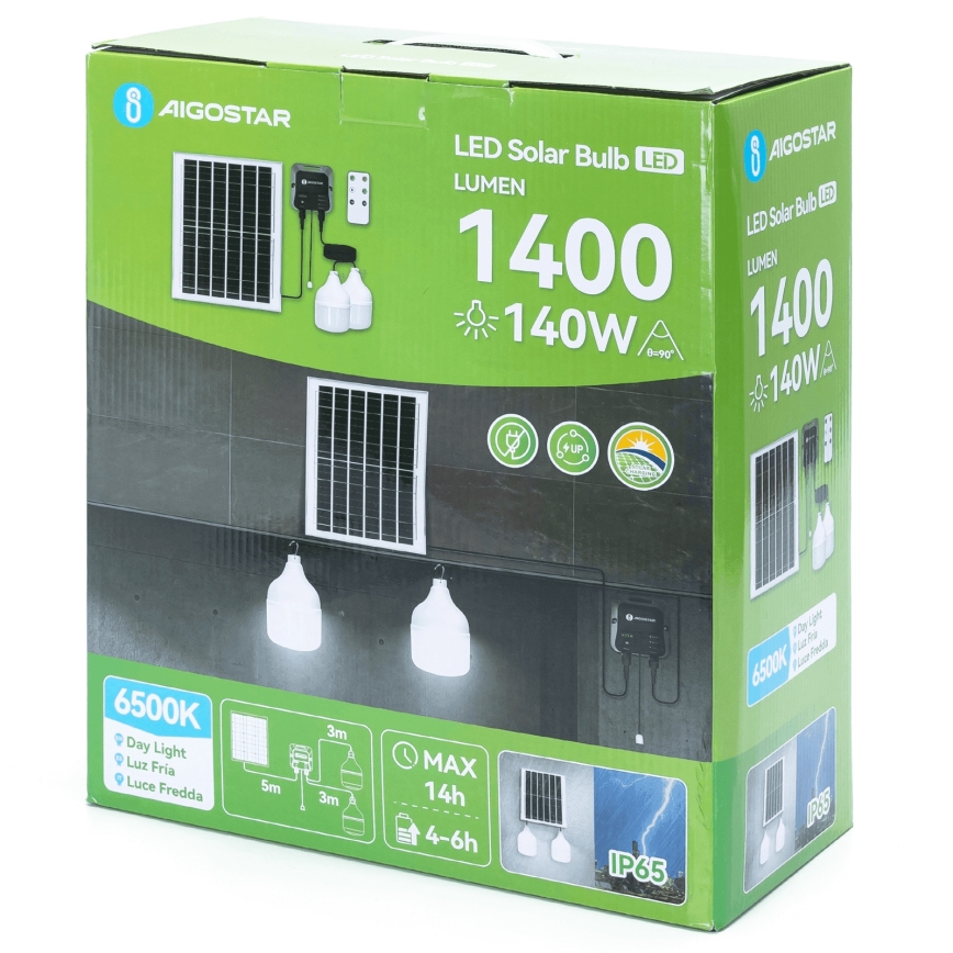 Aigostar - LED Solarni luster 2xLED/70W/12V 12000 mAh 6500K pr. 12 cm + Daljinski upravljač