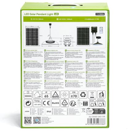 Aigostar - LED Solarni luster LED/70W/12V 6000 mAh 6500K pr. 23,5 cm + Daljinski upravljač