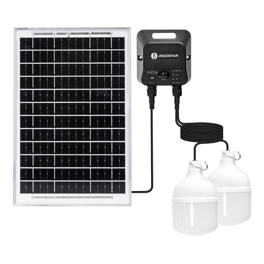 Aigostar - LED Solarni luster sa senzorom 2xLED/35W/12V 6000 mAh 6500K pr. 10 cm + Daljinski upravljač