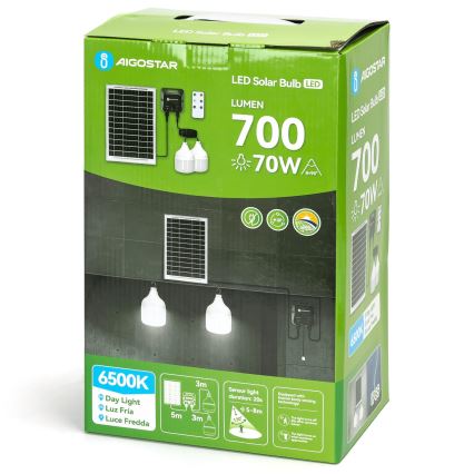 Aigostar - LED Solarni luster sa senzorom 2xLED/35W/12V 6000 mAh 6500K pr. 10 cm + Daljinski upravljač