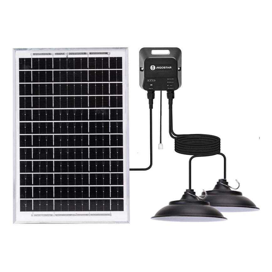 Aigostar - LED Solarni luster sa senzorom 2xLED/35W/12V 6000 mAh 6500K pr. 15 cm + Daljinski upravljač