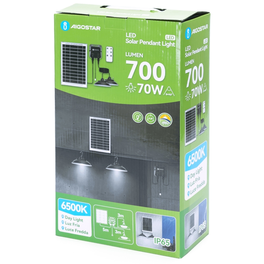Aigostar - LED Solarni luster sa senzorom 2xLED/35W/12V 6000 mAh 6500K pr. 15 cm + Daljinski upravljač