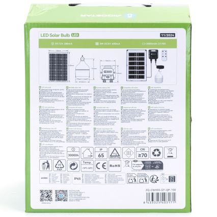 Aigostar - LED Solarni luster sa senzorom LED/35W/12V 3000 mAh 6500K pr. 10 cm + Daljinski upravljač