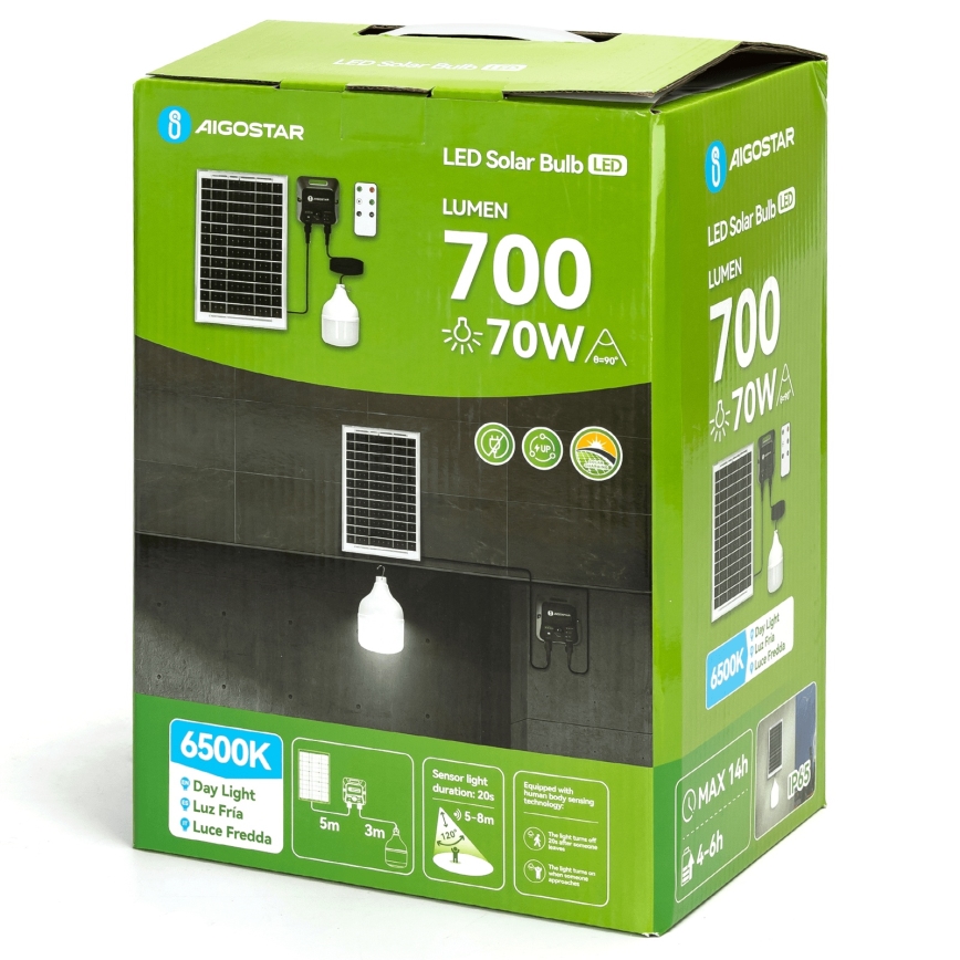 Aigostar - LED Solarni luster sa senzorom LED/70W/12V 6000 mAh 6500K pr. 12 cm + Daljinski upravljač