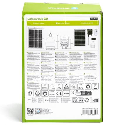 Aigostar - LED Solarni luster sa senzorom LED/70W/12V 6000 mAh 6500K pr. 12 cm + Daljinski upravljač