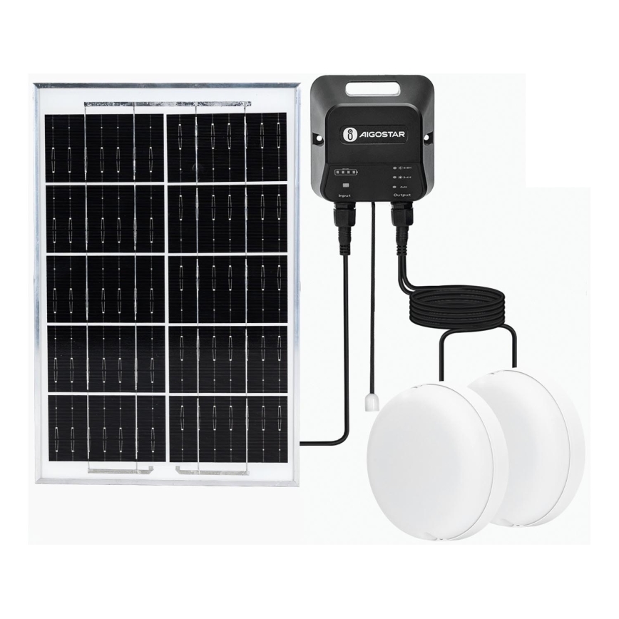 Aigostar - LED Solarno svetlo 2xLED/35W/12V 6000 mAh 6500K pr. 16,8 cm + Daljinski upravljač