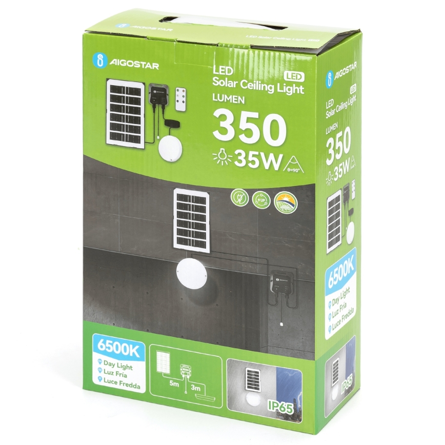 Aigostar - LED Solarno svetlo LED/35W/12V 3000 mAh 6500K pr. 16,8 cm + Daljinski upravljač