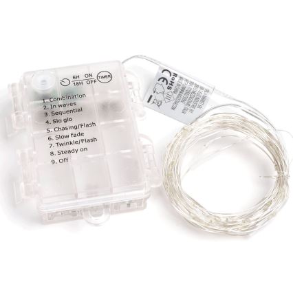 Aigostar - LED spoljni božićni lanac 100xLED/8 funkcija/3xAA 10,3m IP44 hladna bela