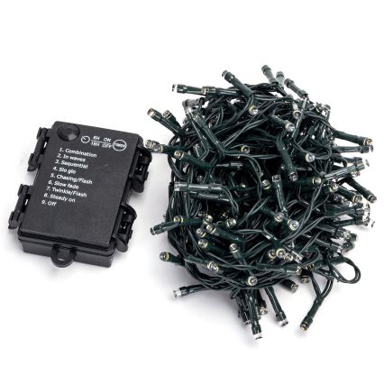 Aigostar - LED spoljašnja božićna girlanda 200xLED/8 funkcija/3xAA 10,3m IP44 hladno bela