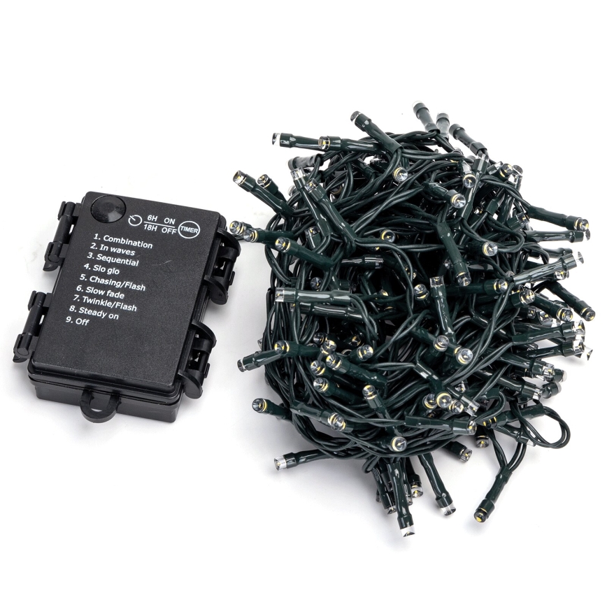 Aigostar - LED spoljašnja božićna girlanda 200xLED/8 funkcija/3xAA 10,3m IP44 hladno bela