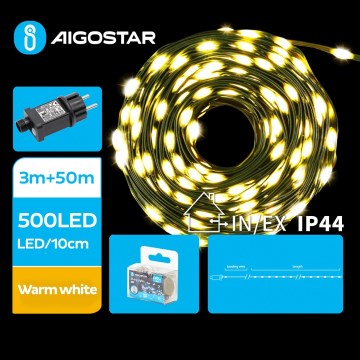 Aigostar - LED spoljašnja božićna girlanda 500xLED/8 funkcija 53m IP44 topla bela