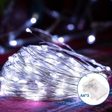 Aigostar - LED Spoljašnja božićna svetla 150xLED/8 funkcija/3xAA 15,3m IP44 hladno bela