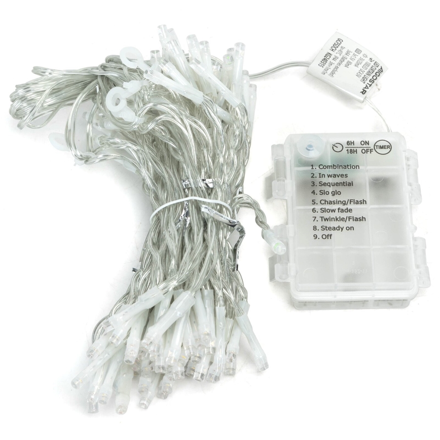 Aigostar - LED spoljašnja božićna svetla 200xLED/8 funkcija 3xAA 5x2m IP44 topla bela