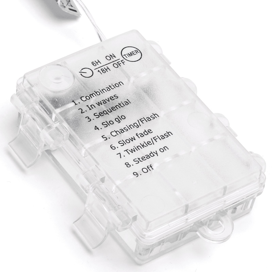 Aigostar - LED spoljašnja božićna svetla 200xLED/8 funkcija 3xAA 5x2m IP44 topla bela