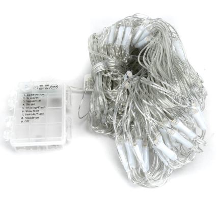 Aigostar-LED spoljašnja božićna svetlosna girlanda 200xLED/8 funkcija 3xAA 6x1,5m IP44 topla bela